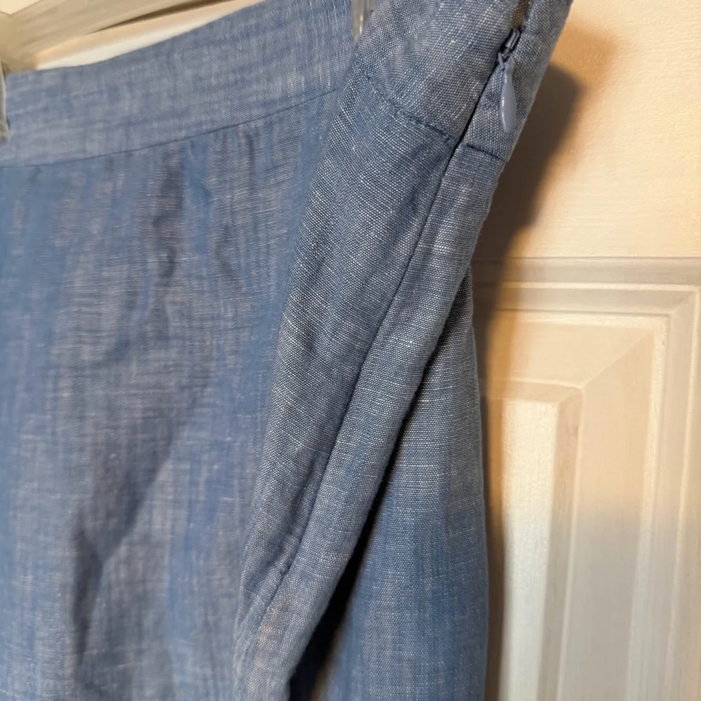 Talbots Embroidered Linen A-line Skirt